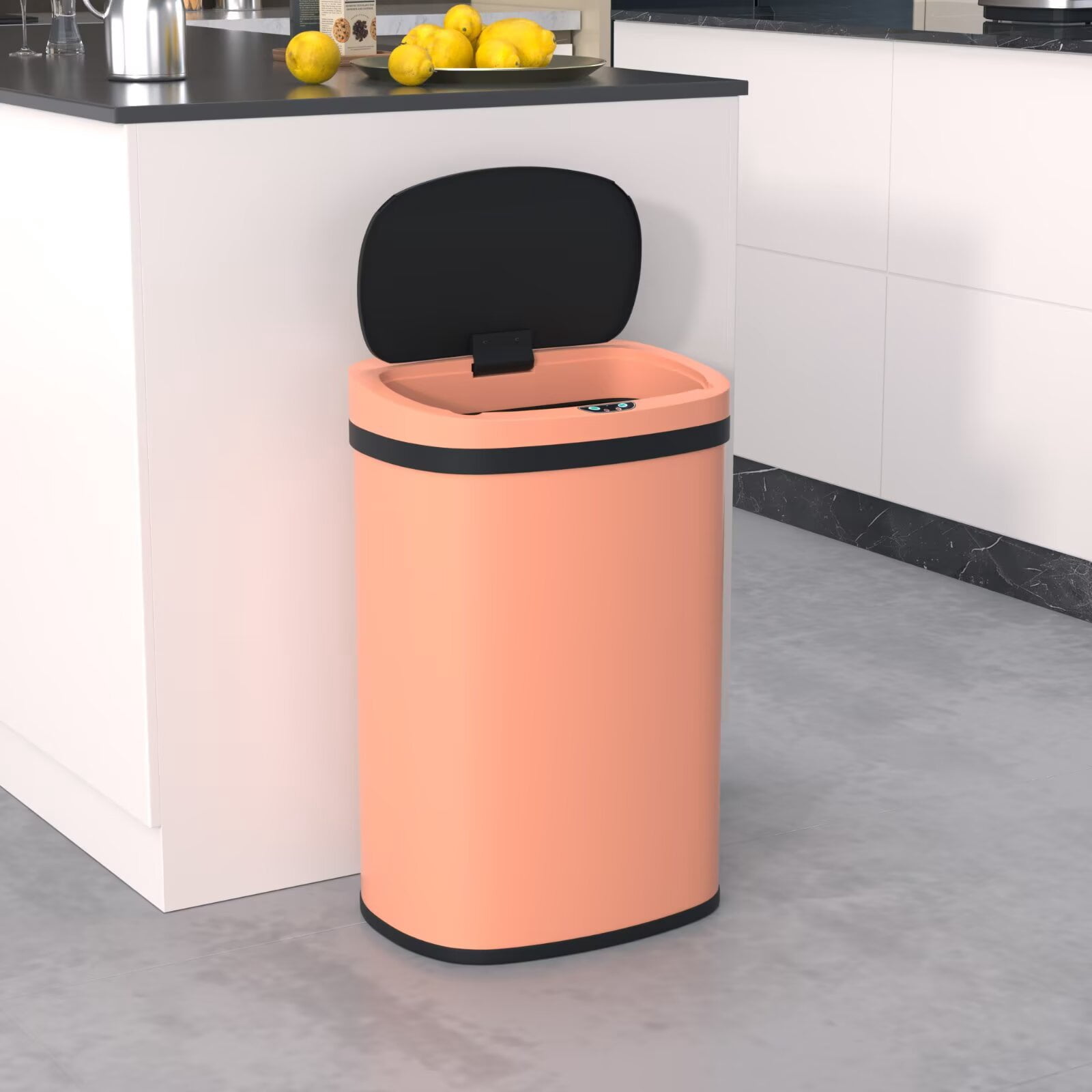 YRLLENSDAN 13 Gallon Touchless Stainless Steel Trash Can, Automatic Garbage Cans with Lid, Motion Sensor Wateproof Trash Bin for Kitchen Bedroom Bathroom Office, Pink
