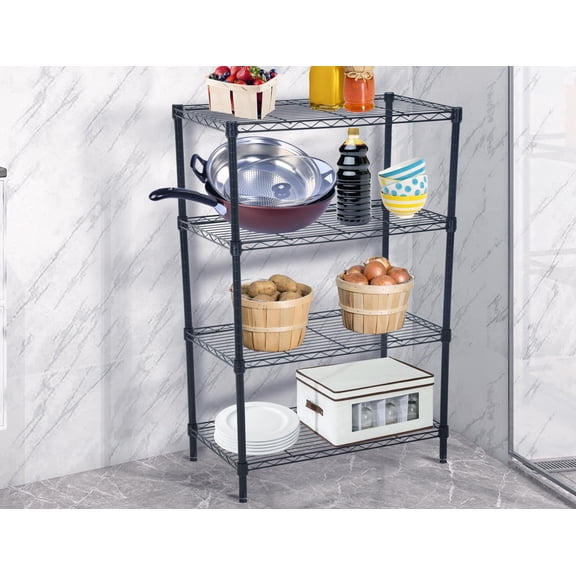 YRLLENSDAN 14"D x 36"W x 54" H Commercial Wire Shelving Unit Metal Shelf with 4 Tier Adjustable Layer Rack Strong Steel for Restaurant Garage Pantry Kitchen Garage,Black
