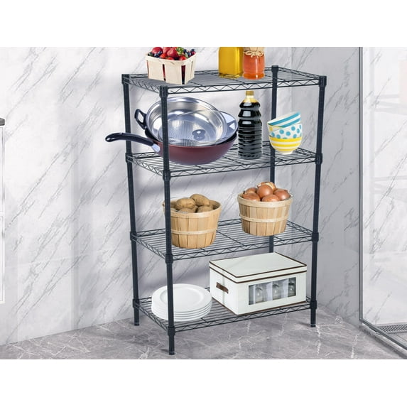 YRLLENSDAN 14"D x 36"W x 54" H Commercial Wire Shelving Unit Metal Shelf with 4 Tier Adjustable Layer Rack Strong Steel for Restaurant Garage Pantry Kitchen Garage,Black