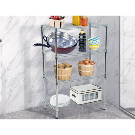 YRLLENSDAN 14"D x 36"W x 54" H Commercial Wire Shelving Unit Metal Shelf with 4 Tier Adjustable Layer Rack Strong Steel for Restaurant Garage Pantry Kitchen Garage,Chrome