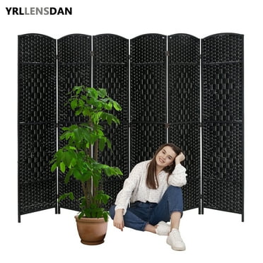 YRLLENSDAN 6ft Room Divider Screen with 6 Panels Room Dividers and Folding Privacy Screens Wall Divider for Livingroom Bedroom, Black