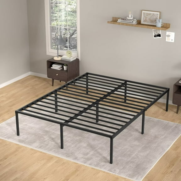 YRLLENSDAN 18 Inch Tall Full Bed Frame Metal Sturdy Bed Frame Heavy Duty Platform Bed Frame No Box Spring Needed Bed Frame 1000 LBS Bearing Capacity, Under Bed Storage, Black