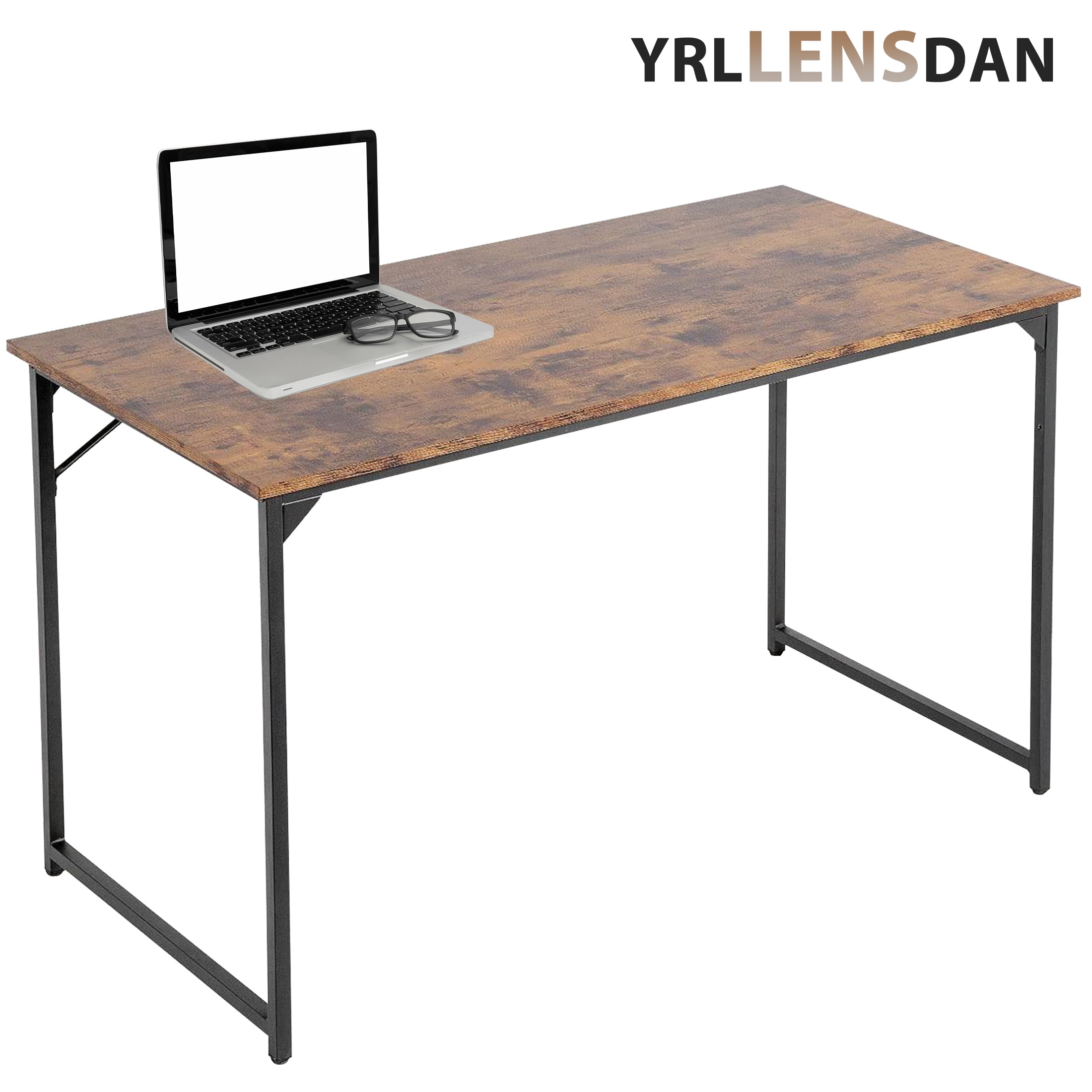 YRLLENSDAN 19.7×47 Computer Desk for Two Monitors Study Desk Writing Desk Office Desk Study Table for Adult Work Desk for Home Simple Industrial Desk,Brown