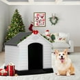 thumbnail image 1 of YRLLENSDAN 28in Insulated Dog House Outdoor, Igloo Dog Houses Plastic Dog House for Small Medium Dogs Waterproof with Air Vents & Elevated Floor, Grey, 1 of 7