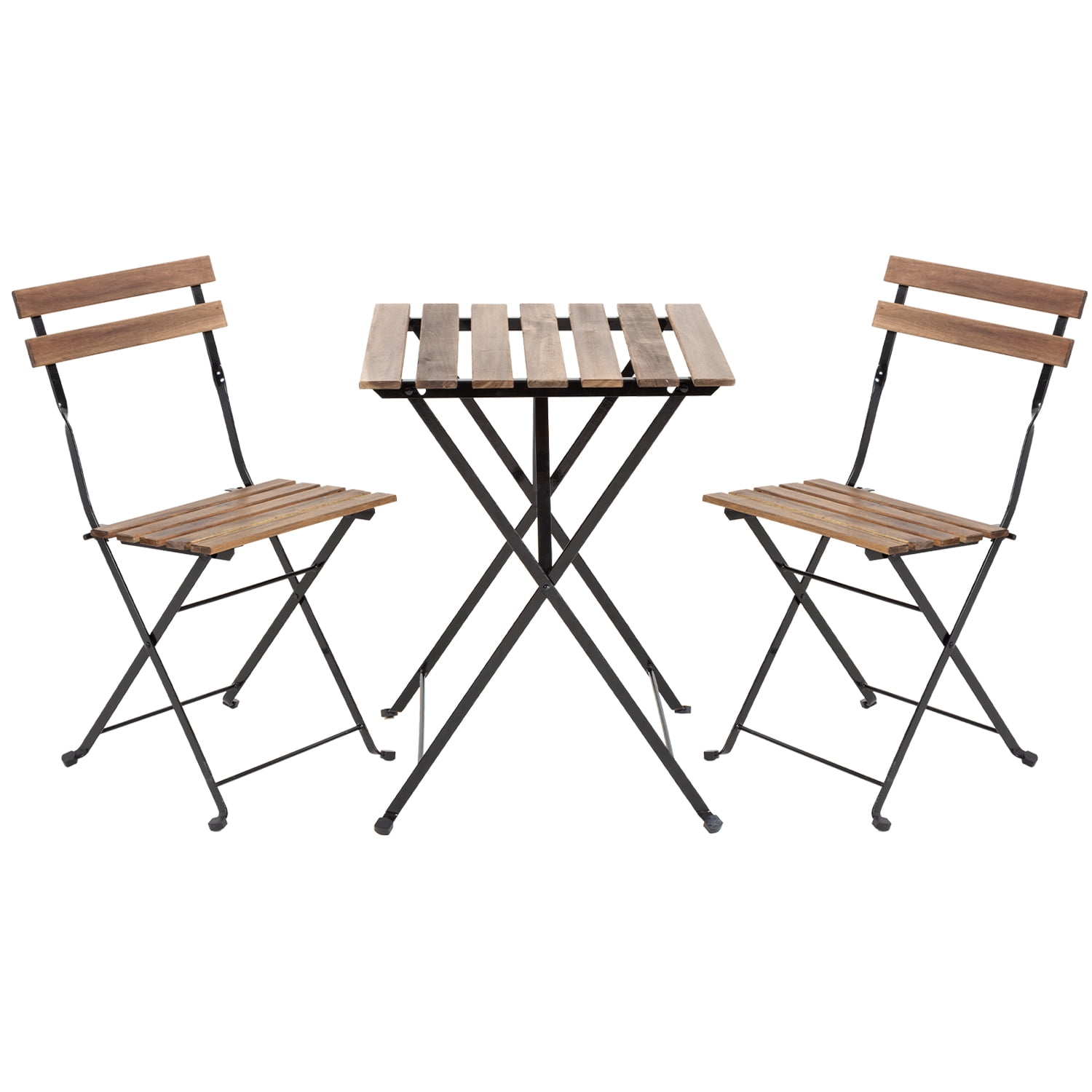 YRLLENSDAN 3Piece Patio Bistro Set Wood, Outdoor Furniture Set Folding Bistro Table & Chairs