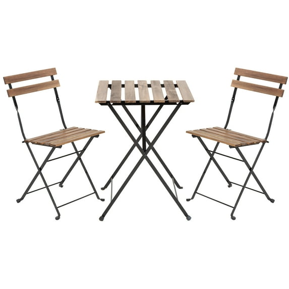 YRLLENSDAN 3-Piece Patio Bistro Set Wood, Outdoor Furniture Set Folding Bistro Table & Chairs Set Wood Patio Bistro Set (Chestnut Brown)
