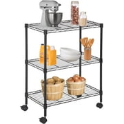 YRLLENSDAN 3 Tier Metal Shelving Units for Home, 450 lbs Capacity Storage Shelves for Kitchen 23" L x 13" W x 32" H Heavy Duty Wire Shelving Rack Garage with Wheels for Pantry Closet Laundry