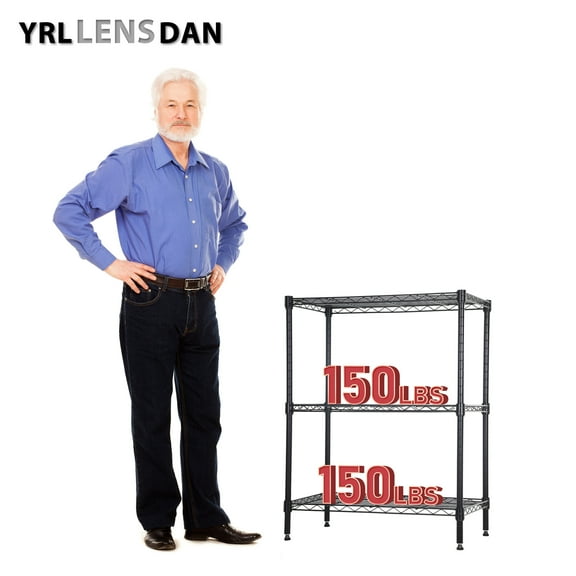 YRLLENSDAN Small Storage Shelf for Small Spaces,Small Metal Shelf for Storage,Kitchen Storage Rack,Utility Shelf,Adjustable Shelves,3 Tier Shelving Unit 23x13x30,Black