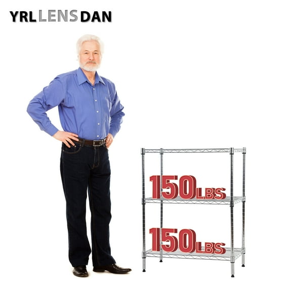 YRLLENSDAN Small Storage Shelf for Small Spaces,Small Metal Shelf for Storage,Kitchen Storage Rack,Utility Shelf,Adjustable Shelves,3 Tier Shelving Unit 23x13x30,Silver