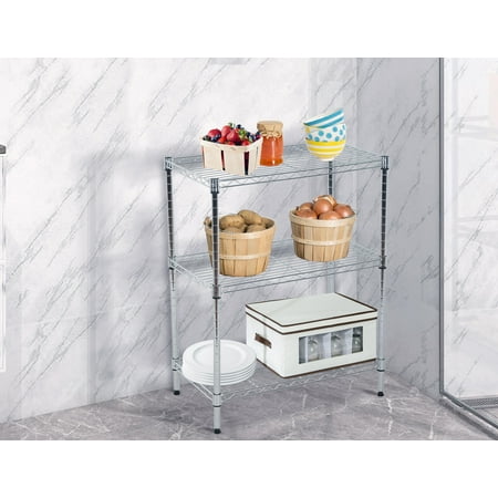 YRLLENSDAN 3 Tier Wire Shelving Units Metal Storage Rack 23L x 13W x 30H Adjustable Pantry Shelves NSF Kitchen Shelf for Kitchen Garage Small Places Commercial,Chrome