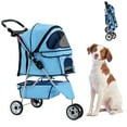 thumbnail image 1 of YRLLENSDAN 3 Wheels Dog Strollers Pet Strollers Cat Strollers with Cup Holder & Removable Liner Waterproof Doggy Stroller for Small Medium Dogs, Blue, 1 of 7