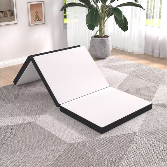 YRLLENSDAN 3 inch Foldable Mattress CertiPUR-US Certified Memory Foam Mattress Tri Fold Portable Mattress Topper Suitable for RV Travel Camping Guest, Narrow Twin