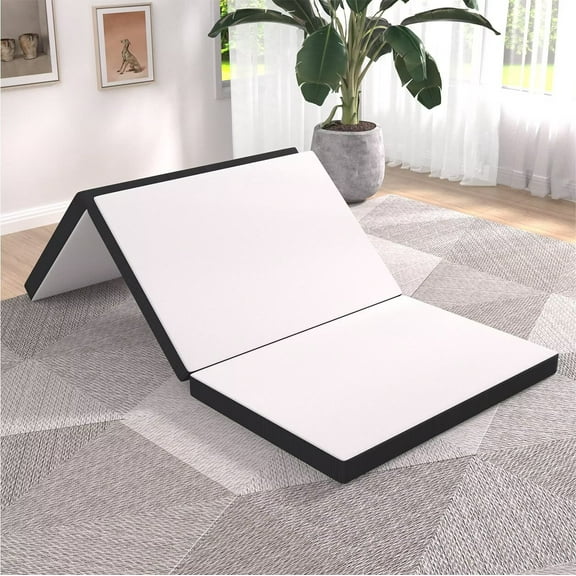 YRLLENSDAN 3 inch Foldable Mattress CertiPUR-US Certified Memory Foam Mattress Tri Fold Portable Mattress Topper Suitable for RV Travel Camping Guest, Twin XL