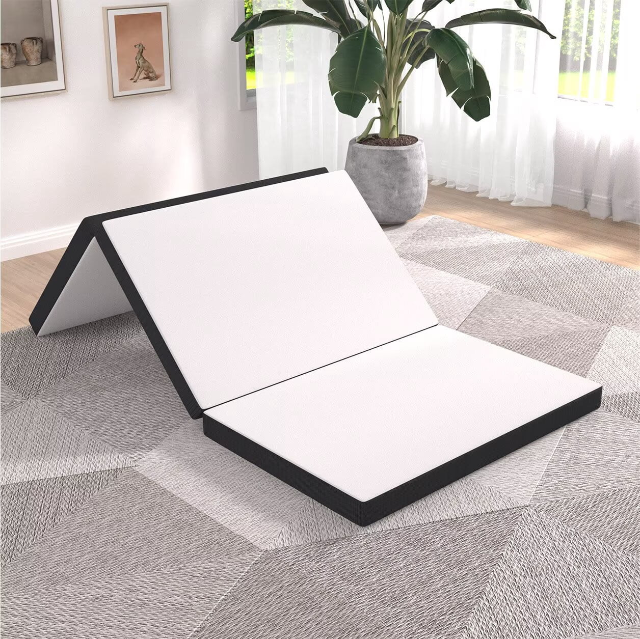 YRLLENSDAN 3 inch Foldable Mattress CertiPUR-US Certified Memory Foam Mattress Tri Fold Portable Mattress Topper Suitable for RV Travel Camping Guest, Twin