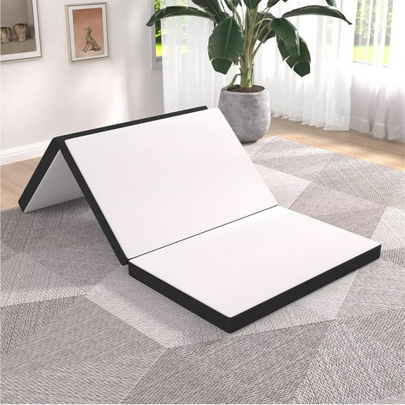 YRLLENSDAN 3 inch Foldable Mattress CertiPUR-US Certified Memory Foam Mattress Tri Fold Portable Mattress Topper Suitable for RV Travel Camping Guest, Twin