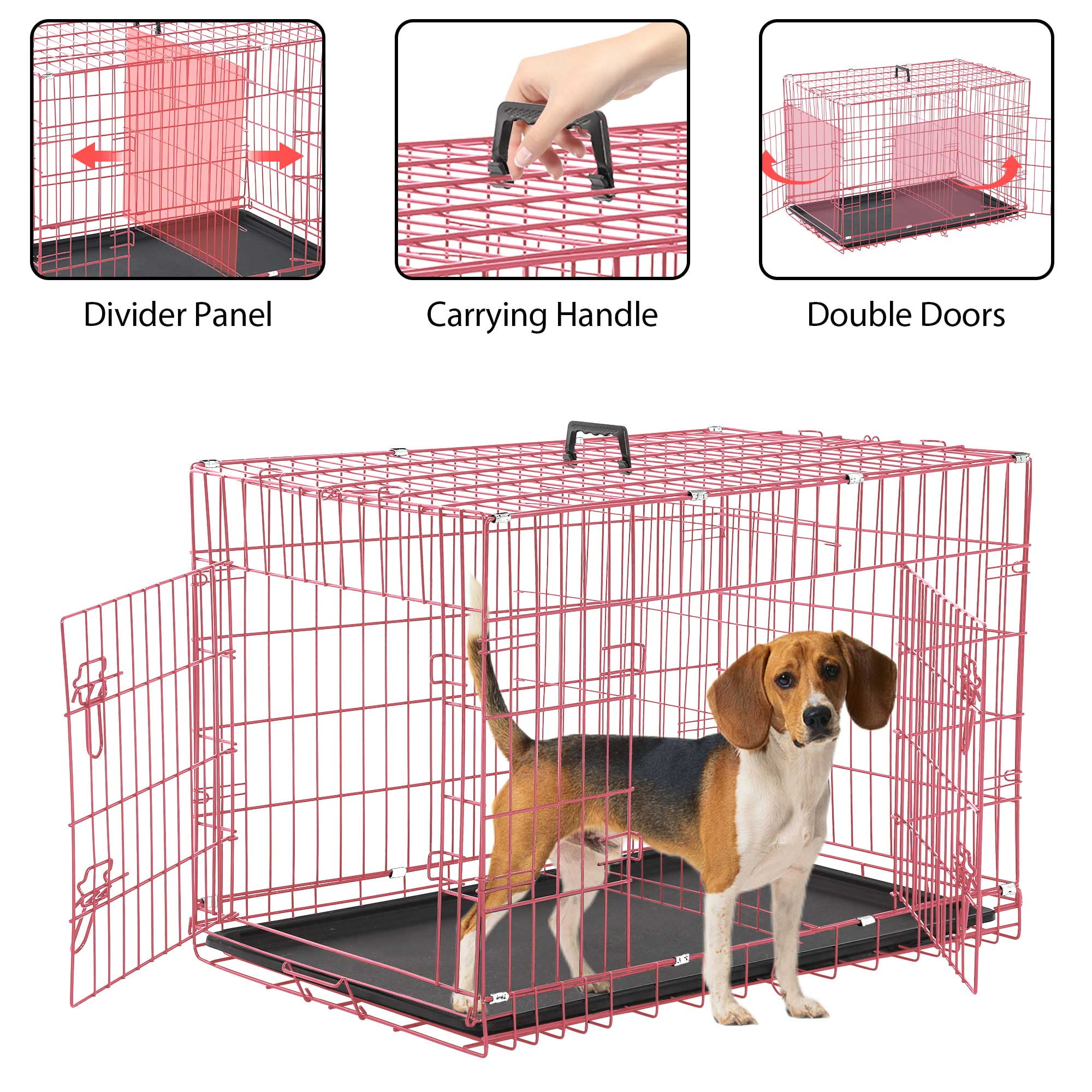 YRLLENSDAN 30 inch Dog Crate, Dog Crates and Kennels Folding Mental ...