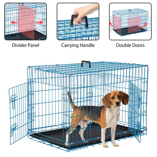 YRLLENSDAN 30 inch Dog Crates, Dog Crates and Kennels Folding Mental