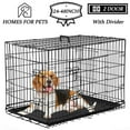thumbnail image 1 of YRLLENSDAN 30 inch Foldable Large Dog Crate for Large Dogs, Metal Wire Dog Cage with Plastic Tray and Handle Double-Door Outdoor Dog Crates and Kennels for Medium Small Dogs, Black, 1 of 7
