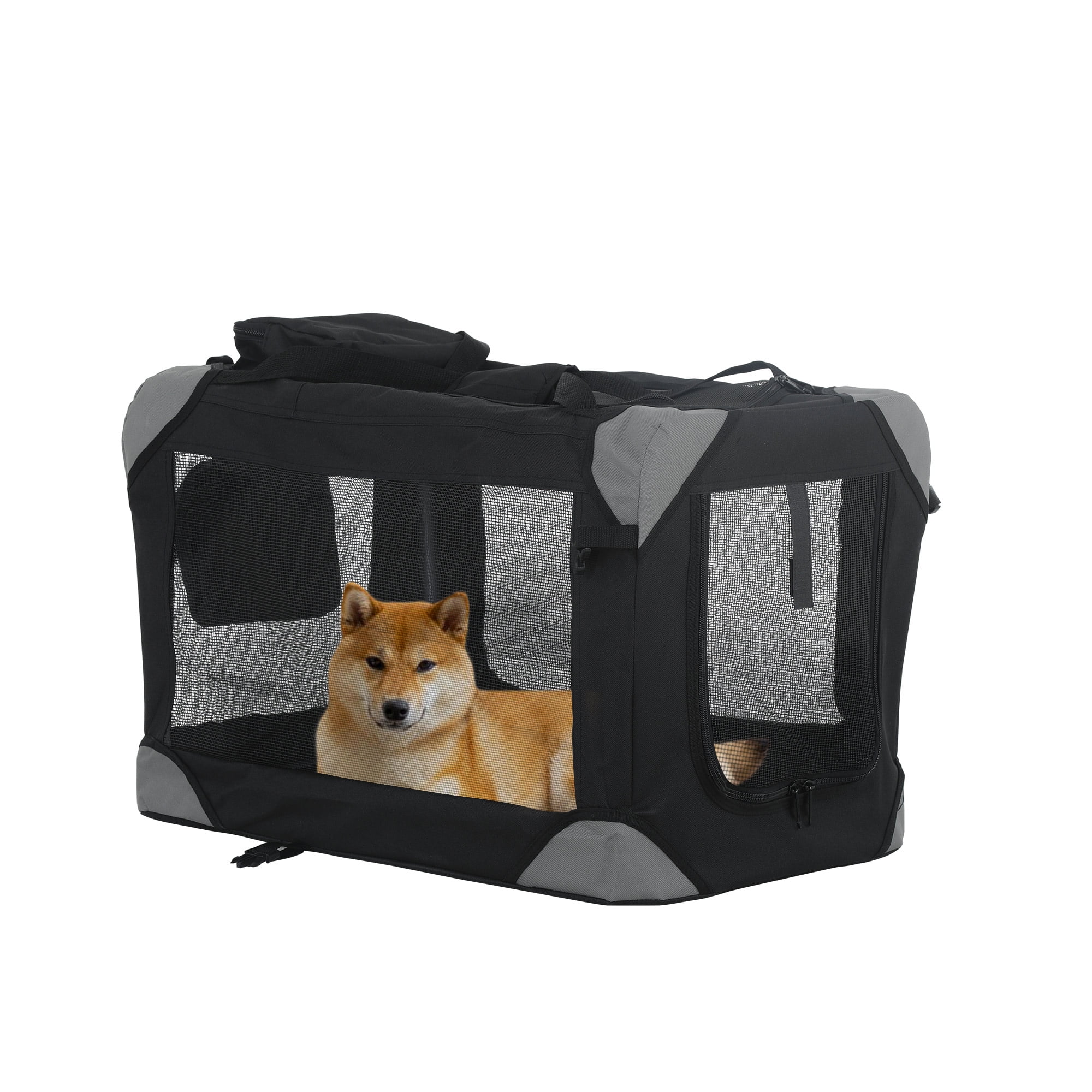 Image showcasing YRLLENSDAN 36 Inch Collapsible Dog Crates for Medium Dogs, 3-Door ...