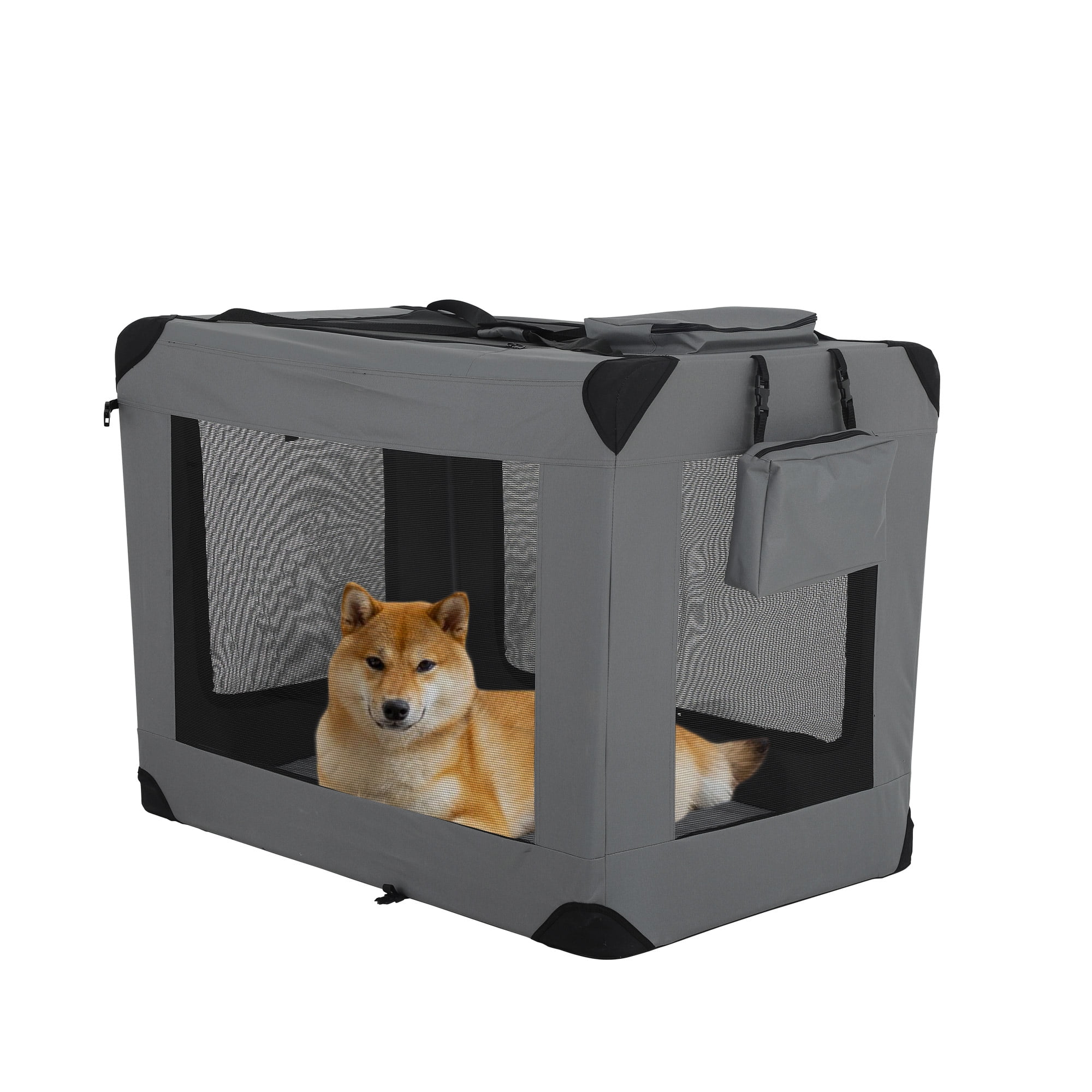 YRLLENSDAN 36 Inch Collapsible Dog Crate, 3-Door Foldable Soft Kennel ...