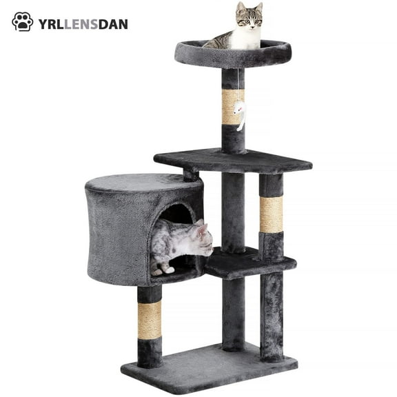 YRLLENSDAN 36 inch Cat Tree Tower for Indoor Cats, Small Cat Tower with Scratching Post, Cat Climbing Tower with Sturdy Cat Condo, Kitten Tree, Light Gray