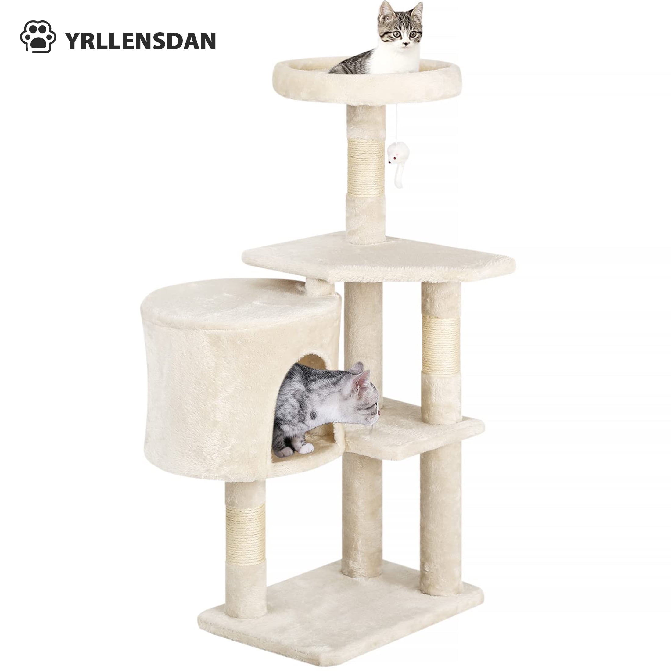 YRLLENSDAN 36 inch Cat Tree Tower for Indoor Cats, Small Cat Tower with Scratching Post, Cat Climbing Tower with Sturdy Cat Condo, Kitten Tree, Beige
