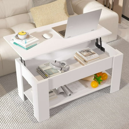 YRLLENSDAN Storage Wooden Coffee Table, White