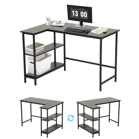 YRLLENSDAN 39" Gaming Desk L-Shaped Computer Desks L Shaped Desk with Storage Corner Desk L Shaped Gaming Desks for Bedrooms Small Spaces, Black