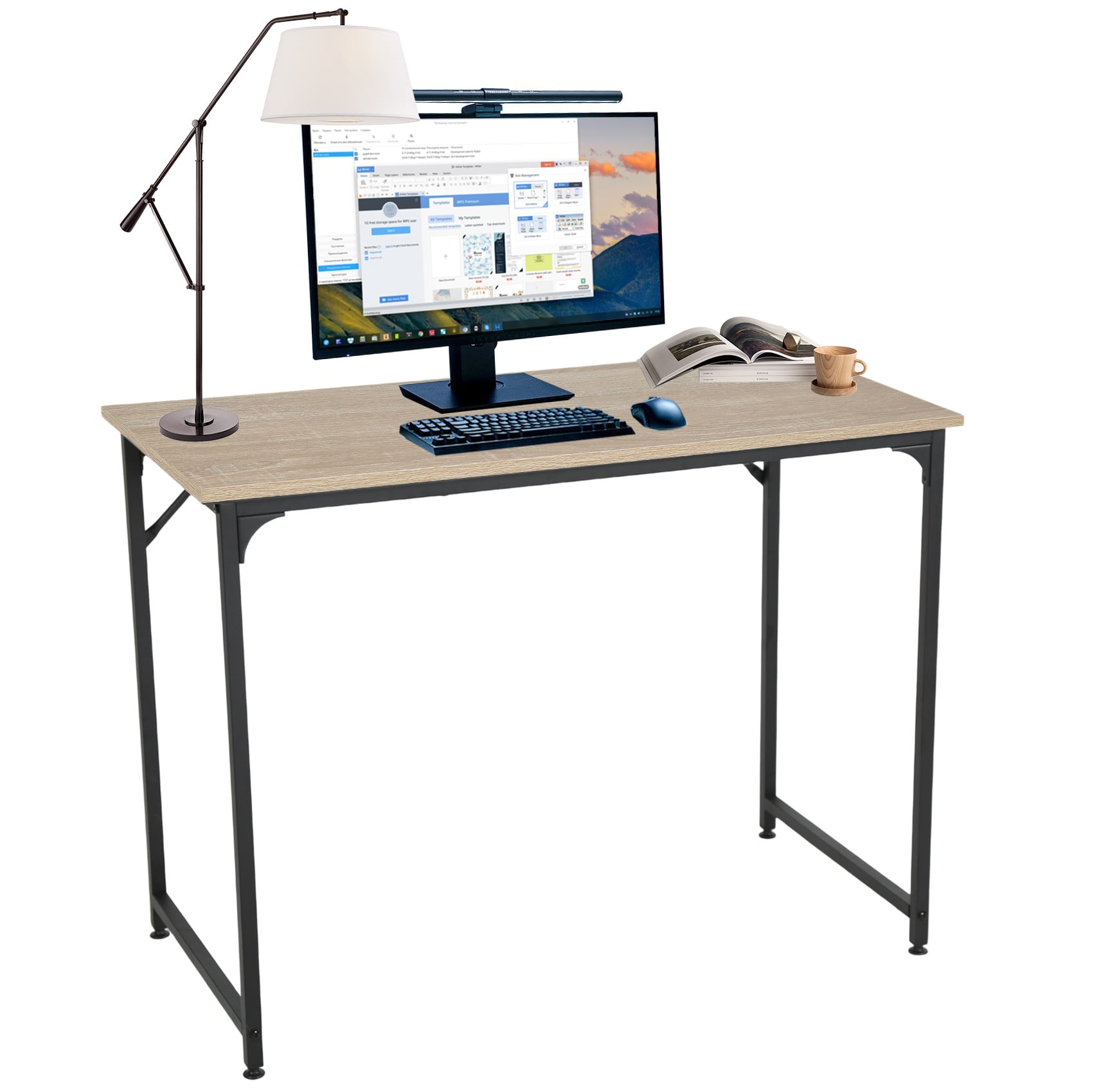YRLLENSDAN 39 inch Computer Desk,Office Desk with Metal Frame,Modern ...