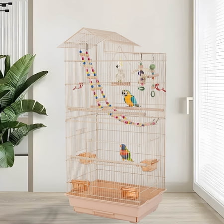YRLLENSDAN 39 inch Roof Top Large Bird Cage, Parakeet Flight Cage for Bird Cages for Cocktails Parrot Cage Birdcage for Parrots Conure Lovebird Cockatiel