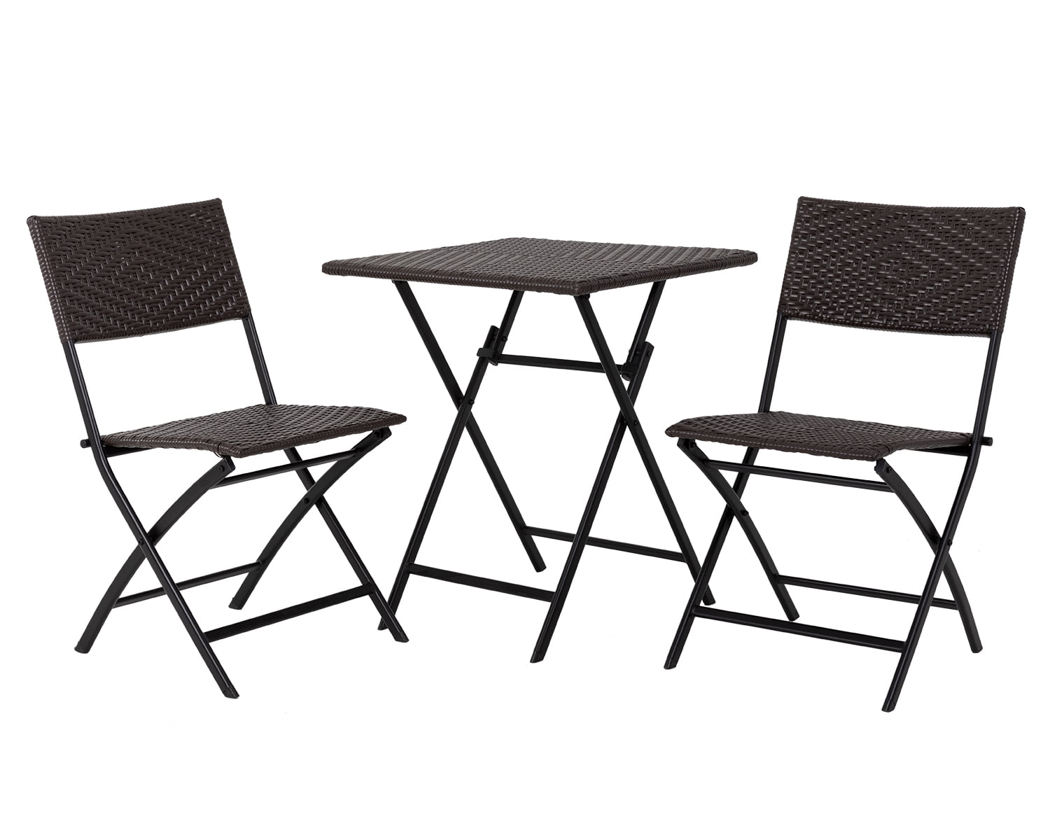 YRLLENSDAN 3PC Patio Bistro Set, Outdoor Patio Furniture Sets Wicker Folding Table Set 2 Rattan