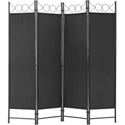 YRLLENSDAN 4 Panel Room Divider 6FT Steel Frame Screen Folding Privacy Divider Freestanding Partition for Home Office Bedroom, Black