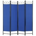 thumbnail image 1 of YRLLENSDAN 4 Panel Room Divider 6FT Steel Frame Screen Folding Privacy Divider Freestanding Partition for Home Office Bedroom (Blue), 1 of 8