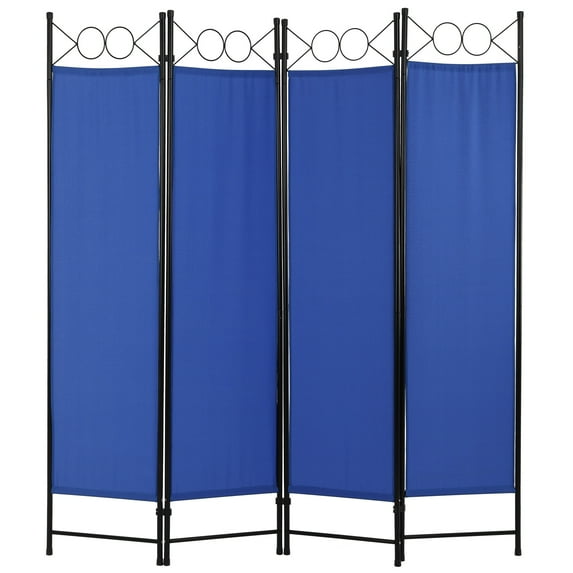YRLLENSDAN 4 Panel Room Divider 6FT Steel Frame Screen Folding Privacy Divider Freestanding Partition for Home Office Bedroom (Blue)