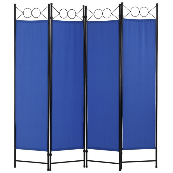 YRLLENSDAN 4 Panel Room Divider 6FT Steel Frame Screen Folding Privacy Divider Freestanding Partition for Home Office Bedroom (Blue)