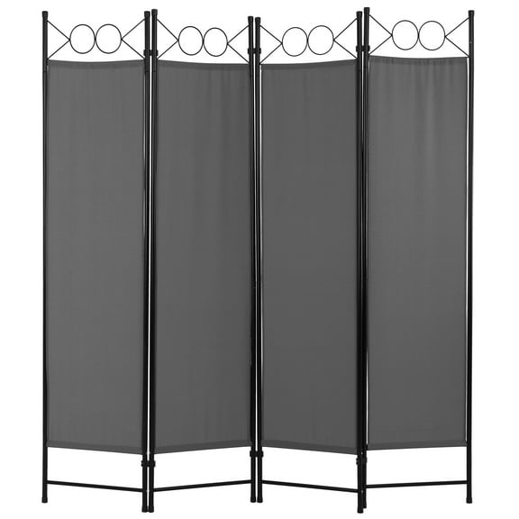 YRLLENSDAN 4 Panel Room Divider 6FT Steel Frame Screen Folding Privacy Divider Freestanding Partition for Home Office Bedroom (Grey)