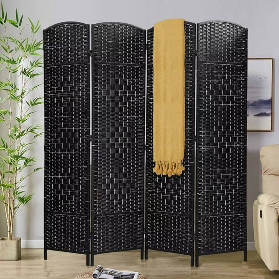YRLLENSDAN 4 Panel Room Dividers Folding Portable, 6 ft Outdoor Indoor Privacy Screen, Temporary Walls for Home Office Restaurant, Black