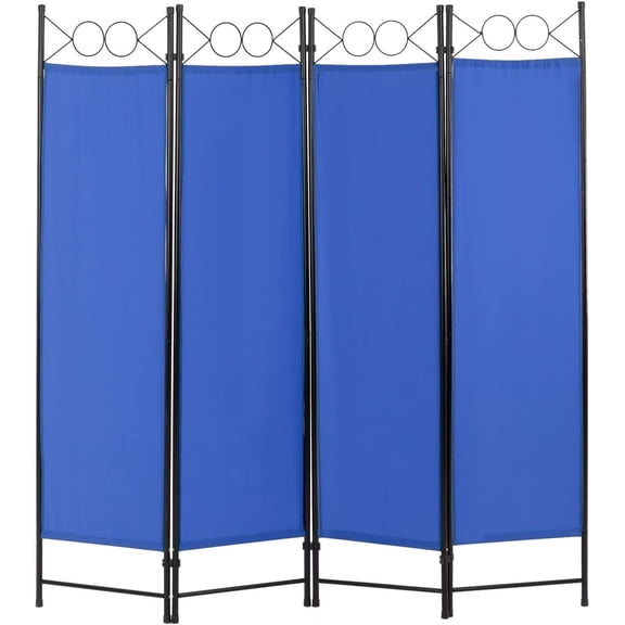 YRLLENSDAN,4 Panel,Room Dividers Panel,Folding Screen Room Divider,Office Partition Walls,Independent Type,Portable,Steel Frame,Blue