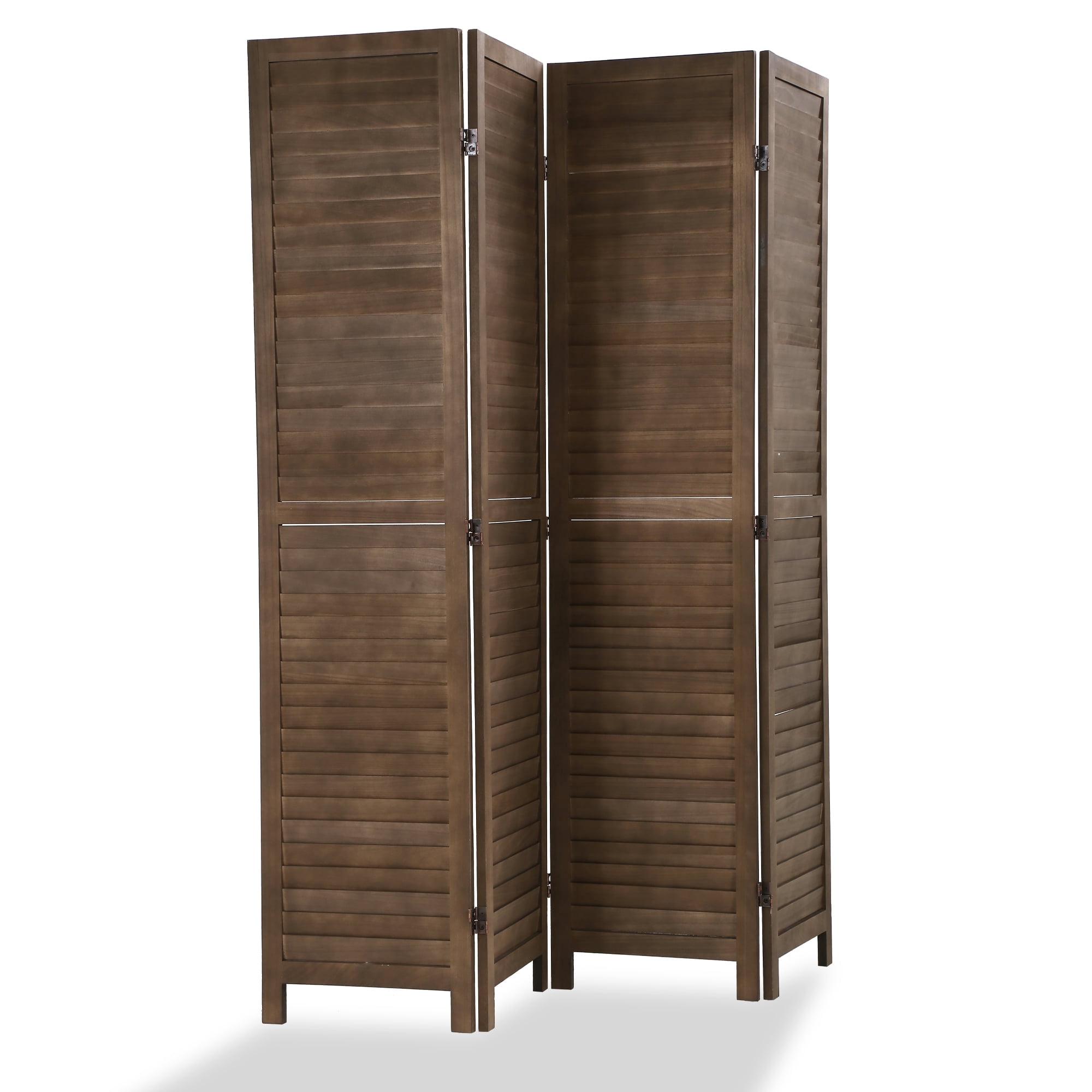 YRLLENSDAN 4 Panel Wood Room Divider Partition Room Dividers 5.6 Ft Tall Privacy Wall Divider 66.9" x 15.75" Each Panel Folding Wood Screen for Home Office Bedroom Restaurant (Brown)