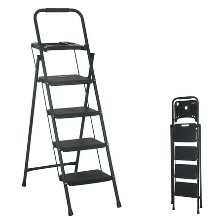 YRLLENSDAN 4 Step Ladder Folding Step Stool, Foldable Stool Lightweight Step Ladder 4 Step Stool Step Ladder Folding with Wide Anti-Slip Pedal&Convenient Handgrip 331lbs Capacity for Kitchen