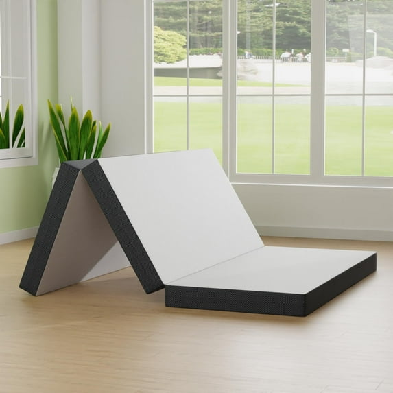 YRLLENSDAN 4" Trifold Memory Foam Mattress, Foldable Mattress Queen Size Folding Mattress Queen Foldable Bed Trifold Mattress with Washable Cover Easy Storage Fold Up Mattress for Floor Camping Guest