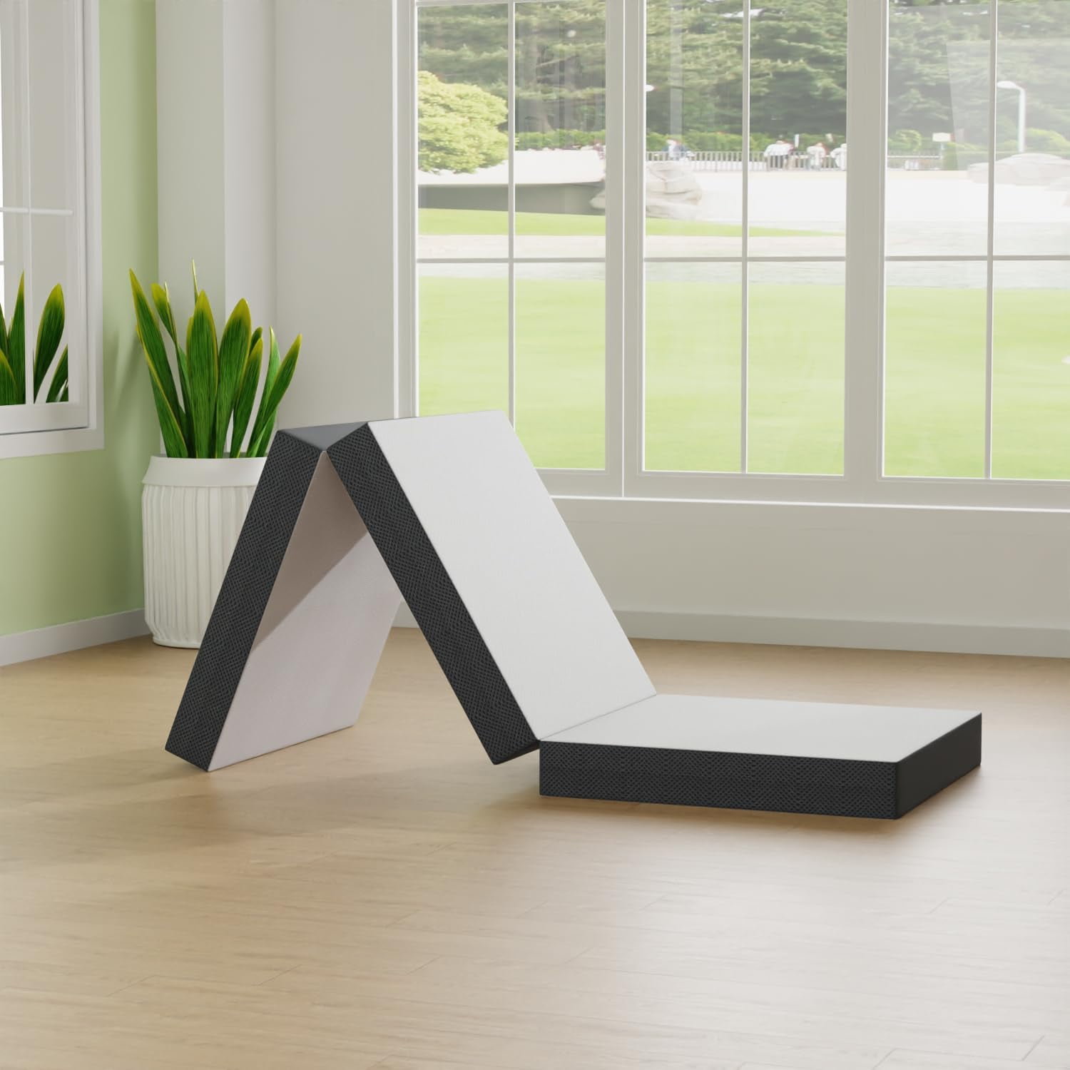 YRLLENSDAN 4" Trifold Memory Foam Mattress, Foldable Mattress Single