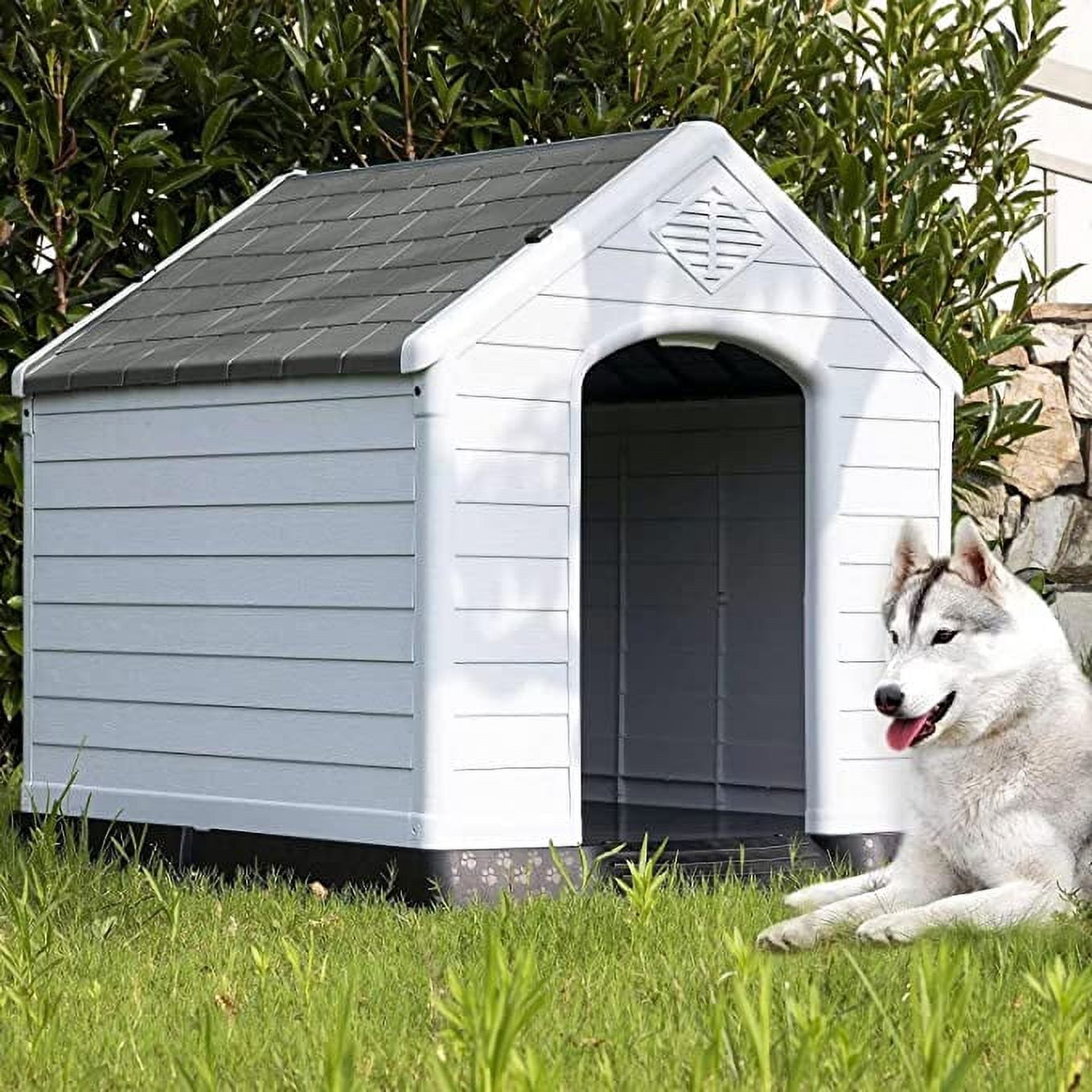 YRLLENSDAN 41/35/ 27 inch Plastic Dog House Outdoor, Waterproof Dog