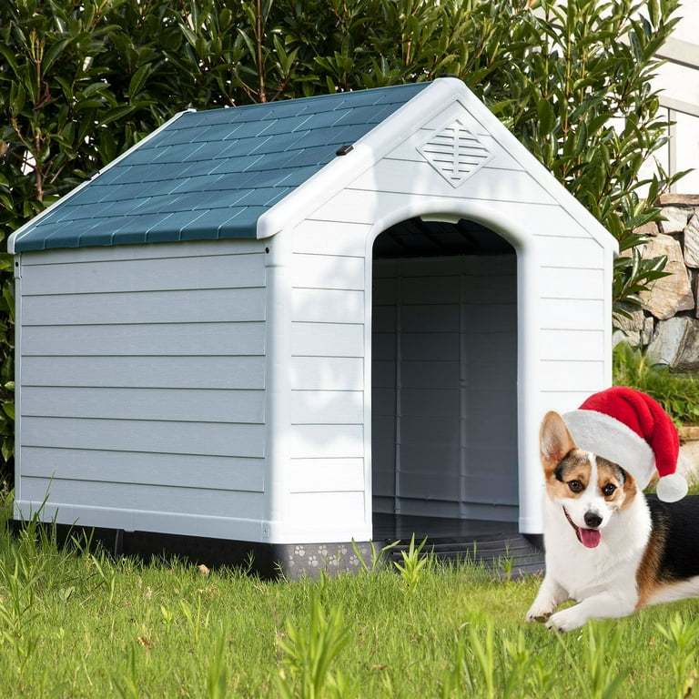 YRLLENSDAN 41 35 27 inch Plastic Dog House Outdoor Waterproof Dog Houses for Small Dogs House with Air Vents and Elevated Floor Indoor Weatherproof
