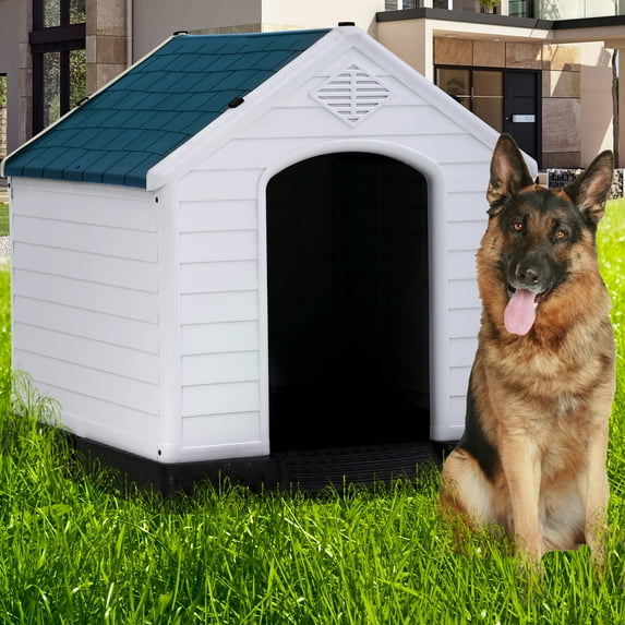 YRLLENSDAN 41" Dog House Outdoor Insulated Dog Houses for Winter Igloo Dog House with Air Vents & Elevated Floor Waterproof Plastic Dog Houses for Small Medium Large Dogs,Blue