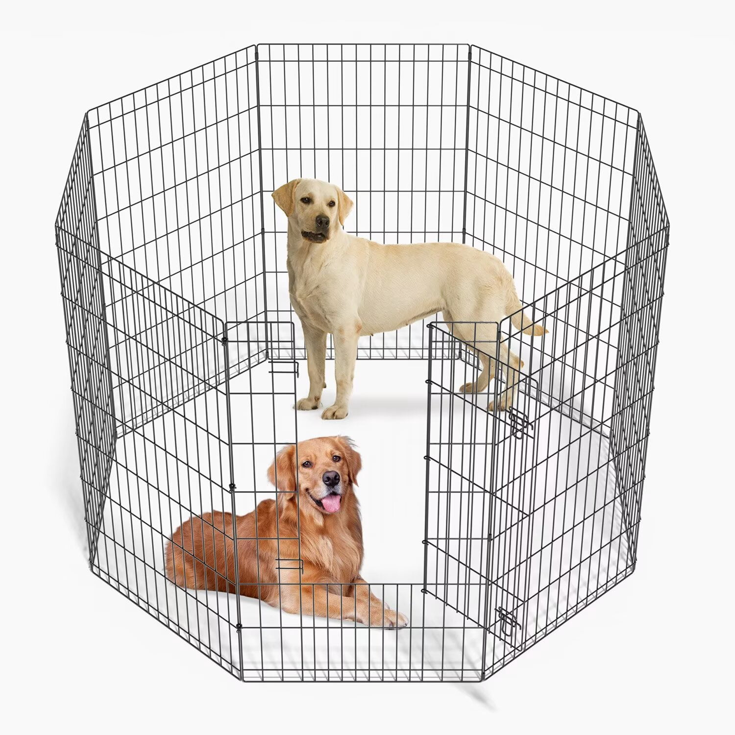 YRLLENSDAN,42In,8 Panel,Outdoor Dog Fence,Puppy Play Pen for Indoors,Dog Play Pen Indoors,Easy To Assemble and Store,Foldable,Black