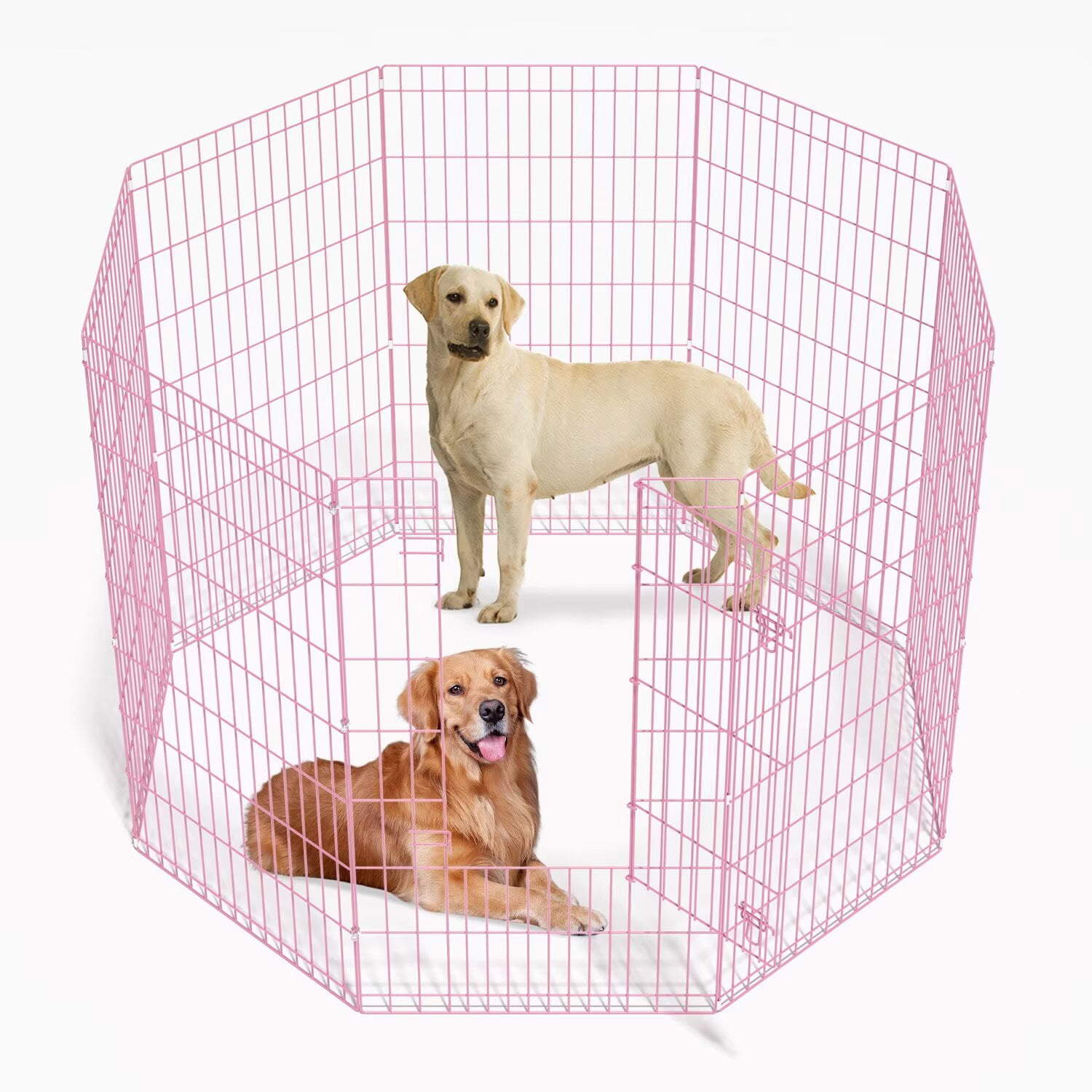 YRLLENSDAN,42In,8 Panel,Outdoor Dog Fence,Puppy Play Pen for Indoors,Dog Play Pen Indoors,Easy To Assemble and Store,Foldable,Pink