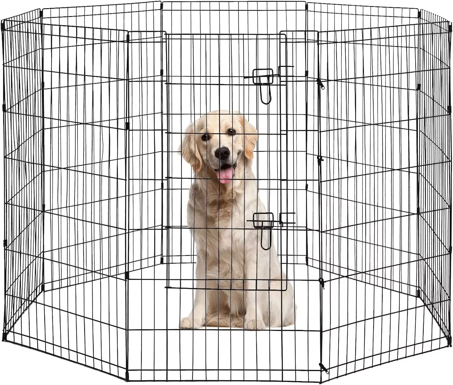 YRLLENSDAN 8 Panels 42”H Metal Dog Playpen, Portable Dog Fence for Yard and RV Camping, Foldable Pet Playpen for Indoor and Outdoor, Black
