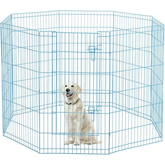 YRLLENSDAN 42in Large Dog Playpen Indoor/Outdoor, Pet Fence Indoor Dog Fences Exercise Pen Dog Enclosure Dog Pen Indoor for Large Dogs, Blue
