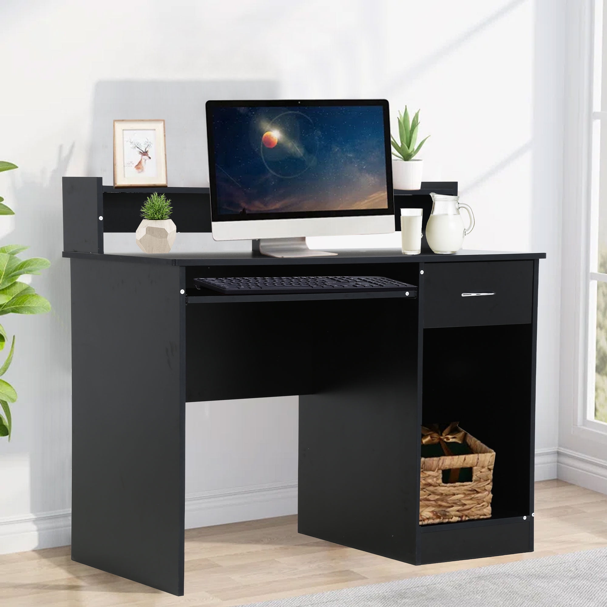 YRLLENSDAN 43 L Small Desks With a Drawer for Small Spaces Computer Desk for Small Area with Keyboard Tray Drawers Home Office Desk Workstation